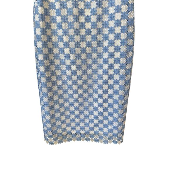 SHOSHANNA Rachel Ruffle Lace Midi Dress Size 12 Blue & White Wedding Guest - Picture 7 of 14